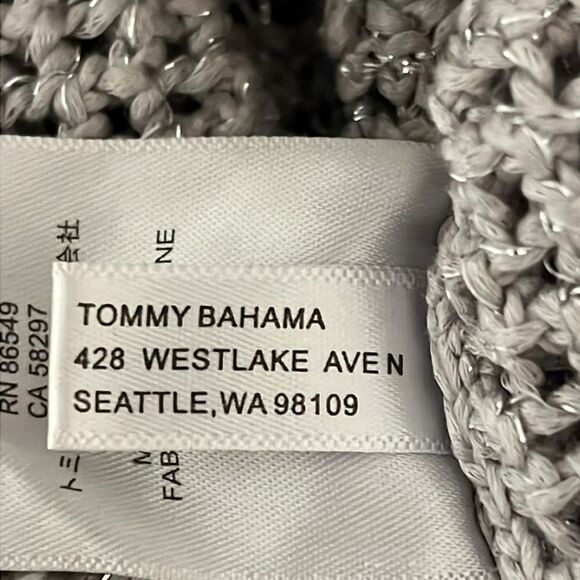 Tommy Bahama Grey /Silver Metallic Thread V-Neck Pullover Sweater Size M - Picture 9 of 10